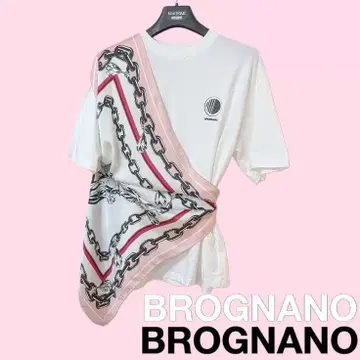 BROGNANO 스카프 도킹 반팔 T셔츠 화이트 이탈리아제 면 100%