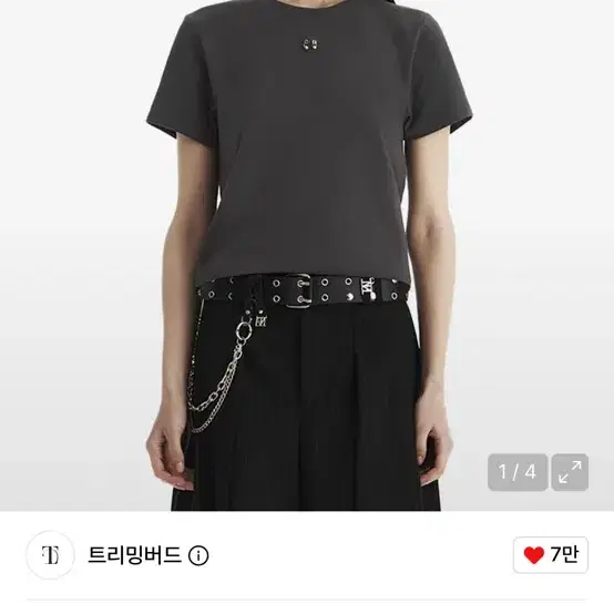 트리밍버드) Piercing Slim-Fit T-Shirt [ Charcoal ] 트리밍버드 피어싱 슬림핏 반팔 티셔츠2사이즈