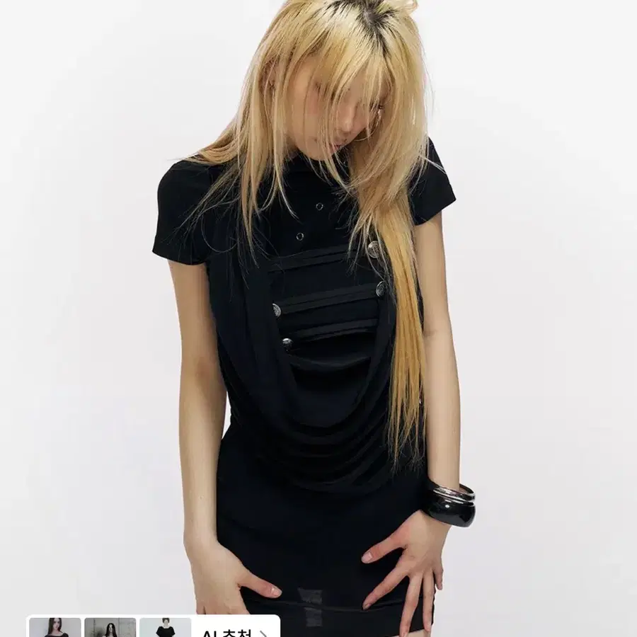 스키즘인듀싱 미니 원피스 DIAGONAL HUSSAR COWL ONEPIECE BLACK