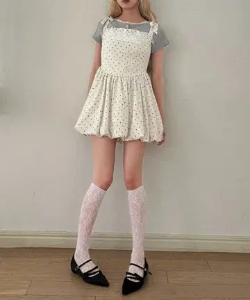 MORE self LOVE 벌룬 원피스 도트