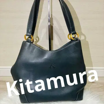 미사용급 Kitamura 키타무라 토트백 가죽 로고 엠보