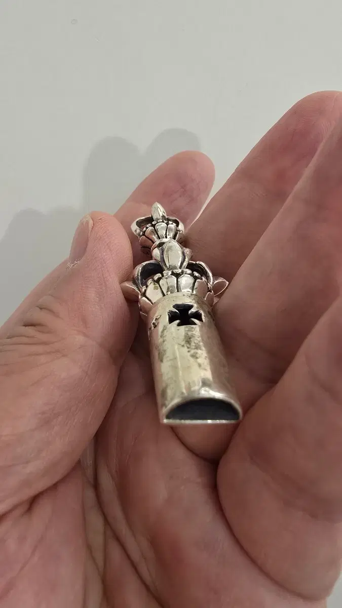 실버  크라운 은925% 휘슬.호루라기 펜던트6.5cm
