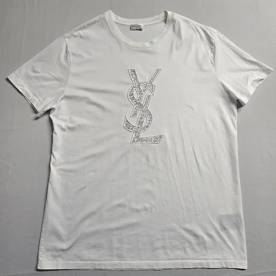 입생로랑 YSL 로고 반팔 티셔츠 화이트