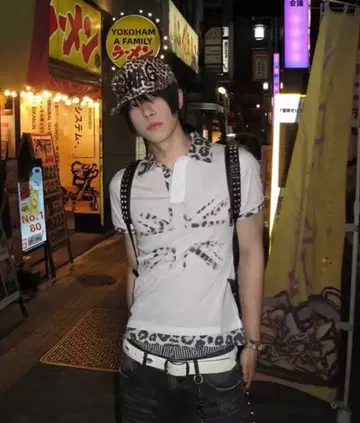 레오파드 무늬 피케 셔츠 유니언 잭 swag