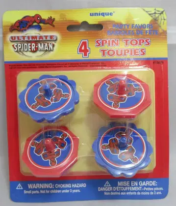 UNIQUE SPIDER-MAN 4 SPIN TOPS TOUPIES