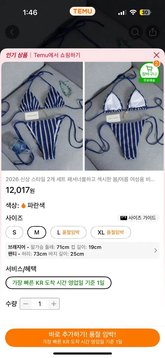 스트라이프 패턴 비키니