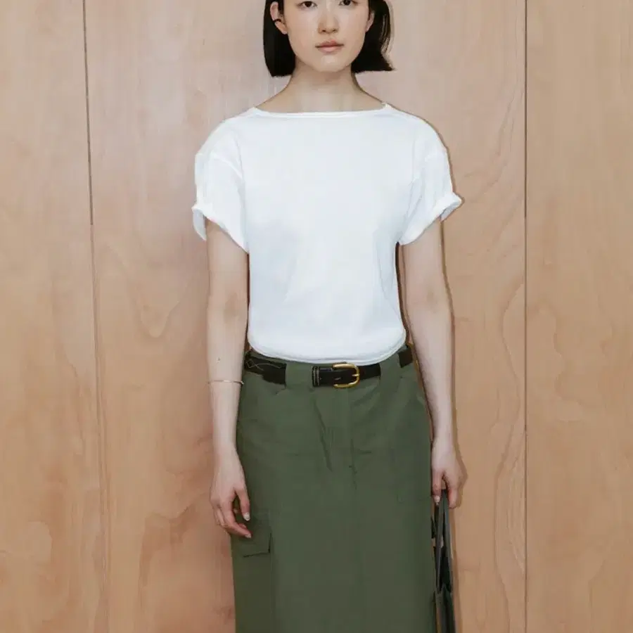 디애퍼처 와플 슬리브 탑 (The aperture, 90s Waffle Half Sleeve Top - White)