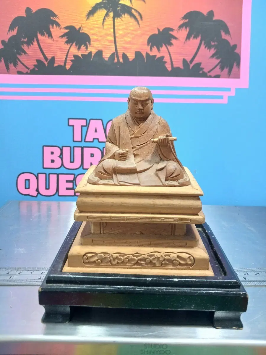 원목 불상 좌상 조각품