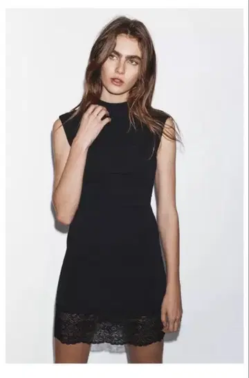ZARA 스트레치 레이스 숏 원피스 다크 브라운 S 미사용 새상품