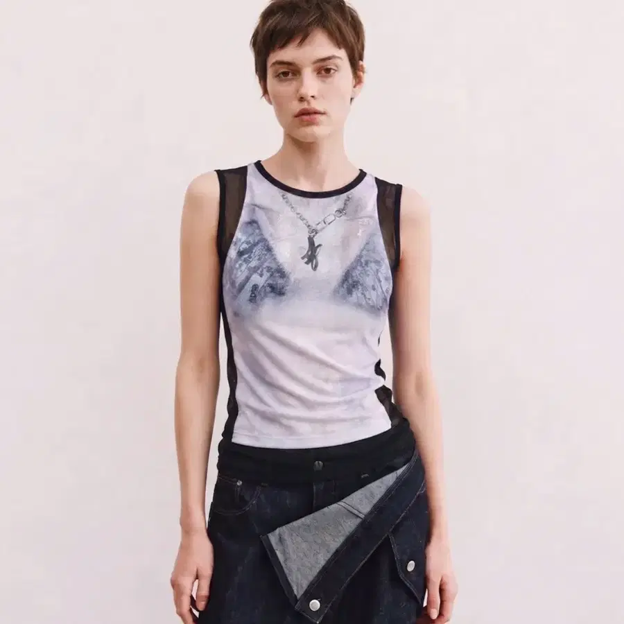 앤더슨벨 wet-printed sleeveless t-shirt atb 1555w