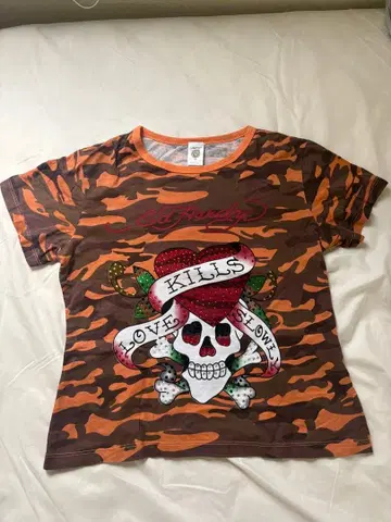 Ed Hardy 레오파드 무늬 큐빅 티셔츠