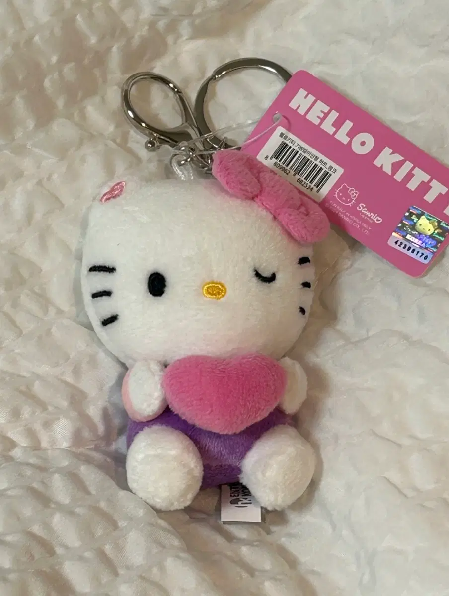 택0,새상품) 산리오 헬로키티 핑크 하트 인형 키링