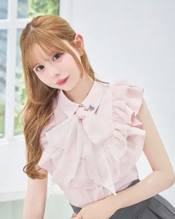 튤 프릴 블라우스