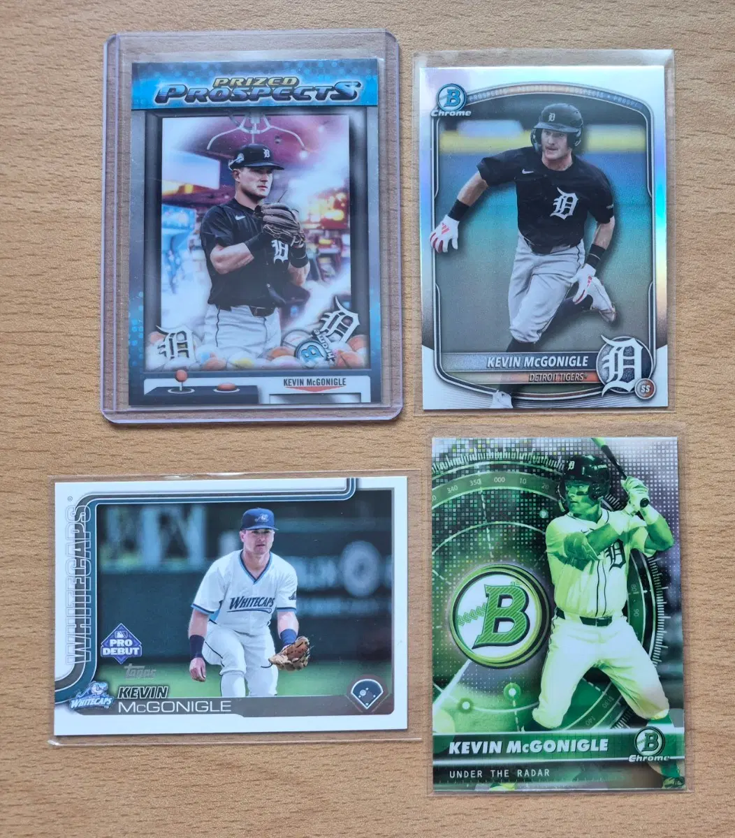 MLB 탑스, 바우만 디트로이트 케빈 맥고니글 야구카드 4장랏 판매합니다.