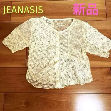JEANASIS 새상품 레이스 반팔 가디건 화이트