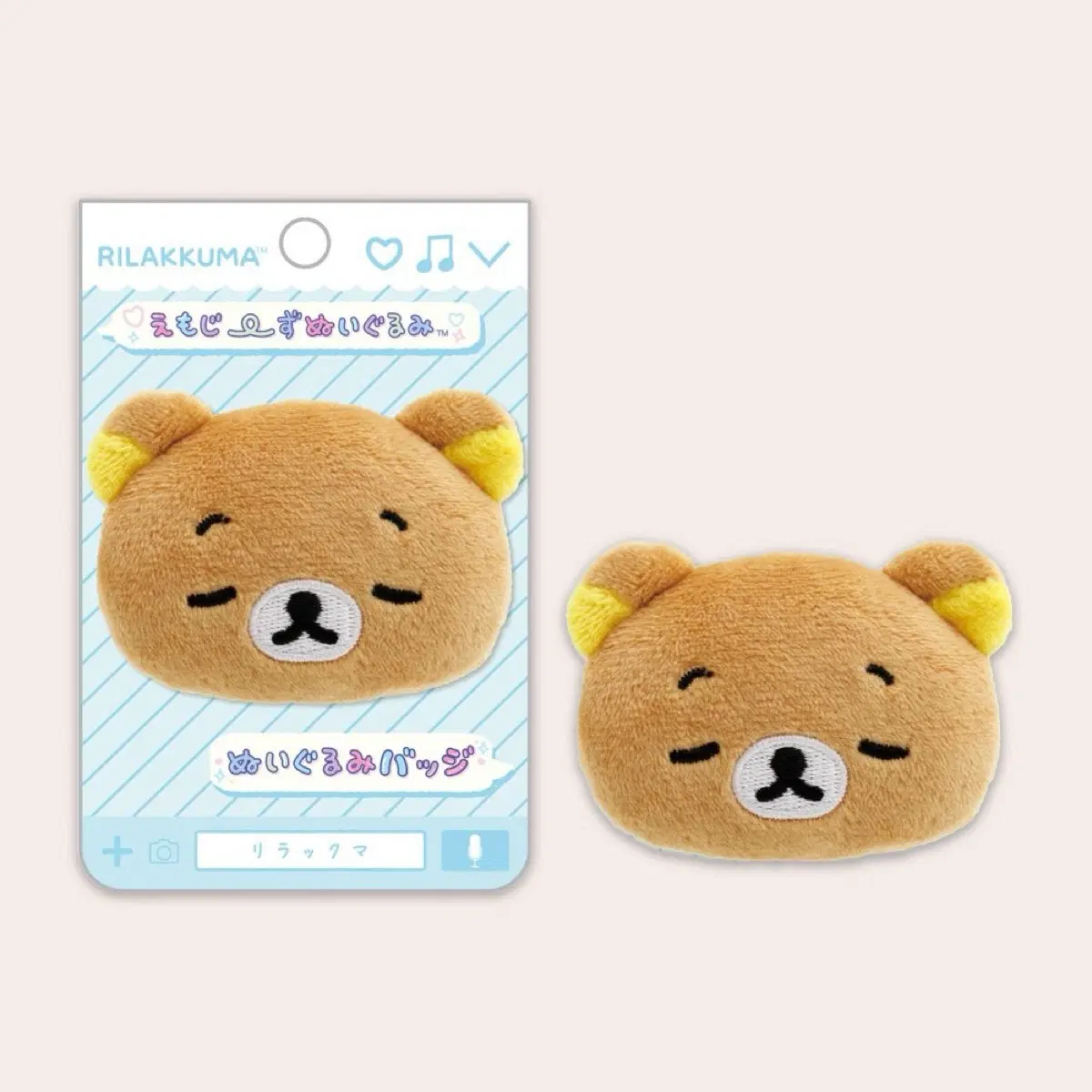 산엑스 리락쿠마 이모지 인형 뱃지 리락쿠마 페이스 브로치