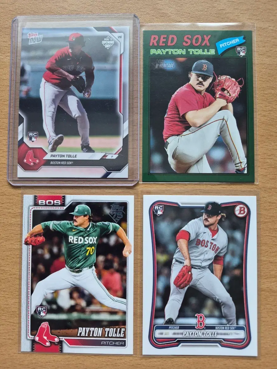 MLB 탑스, 헤리티지 보스턴 페이튼 톨레 루키카드 4장랏 판매합니다.