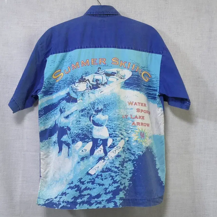 90s 올드 GAP 갭 정품 반팔 데님 셔츠 여름 수상 스키 남방 95 청남방
