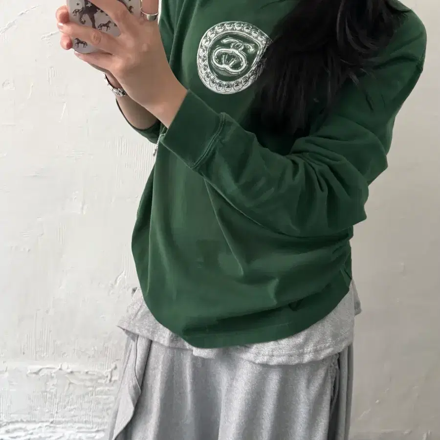 Stussy x Nike 딥그린컬러 코튼 슬리브