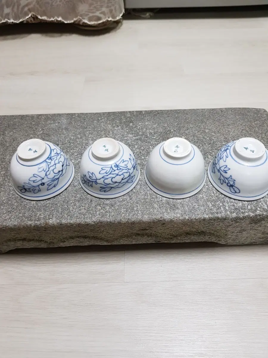 수안청화백자찻잔4피스