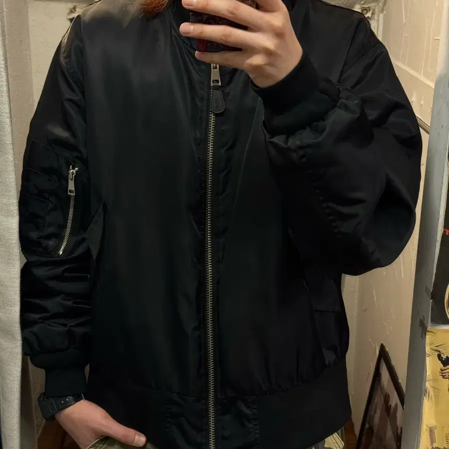 빈티지 리치 오버 MA-1 자켓 블랙
