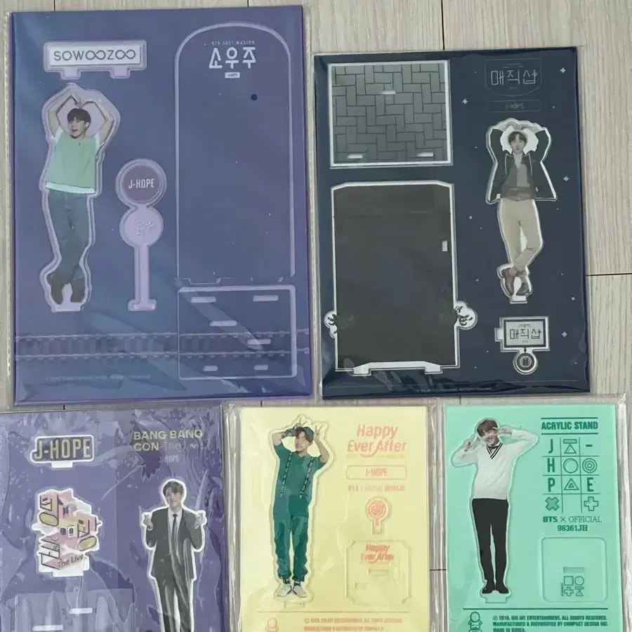 방탄소년단 제이홉 아크릴 스탠드 5개 일괄