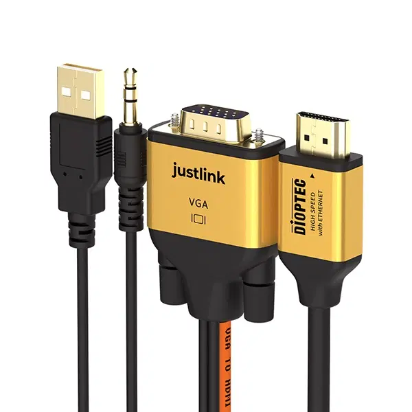 구형단자 RGB+오디오 to HDMI2.0 변환 메탈 케이블 1.8m