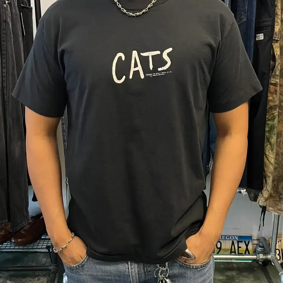 90s [L] 빈티지 CATS 브로드웨이 뮤지컬 싱글스티치 티셔츠 캣츠