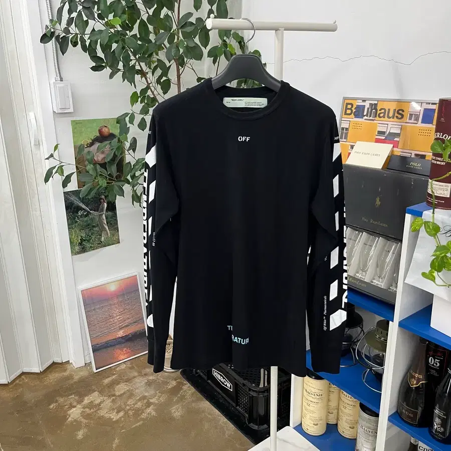오프화이트 프린팅 롱슬리브 M