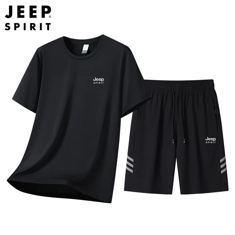 JEEP SPIRIT 남성 여름 반팔티 반바지 세트 데일리 트레이닝복