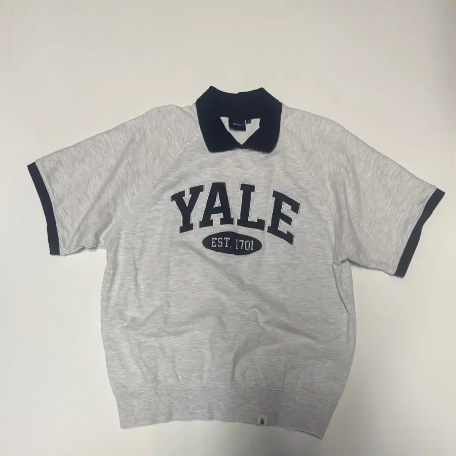 공용! 예일 Yale 23년도 오버핏 반팔 카라 링거 티셔츠 S 그레이