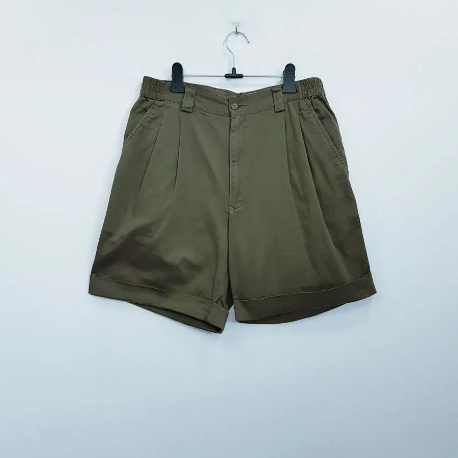 빈티지 핀턱 롤업 코튼 면 반바지 여M R647