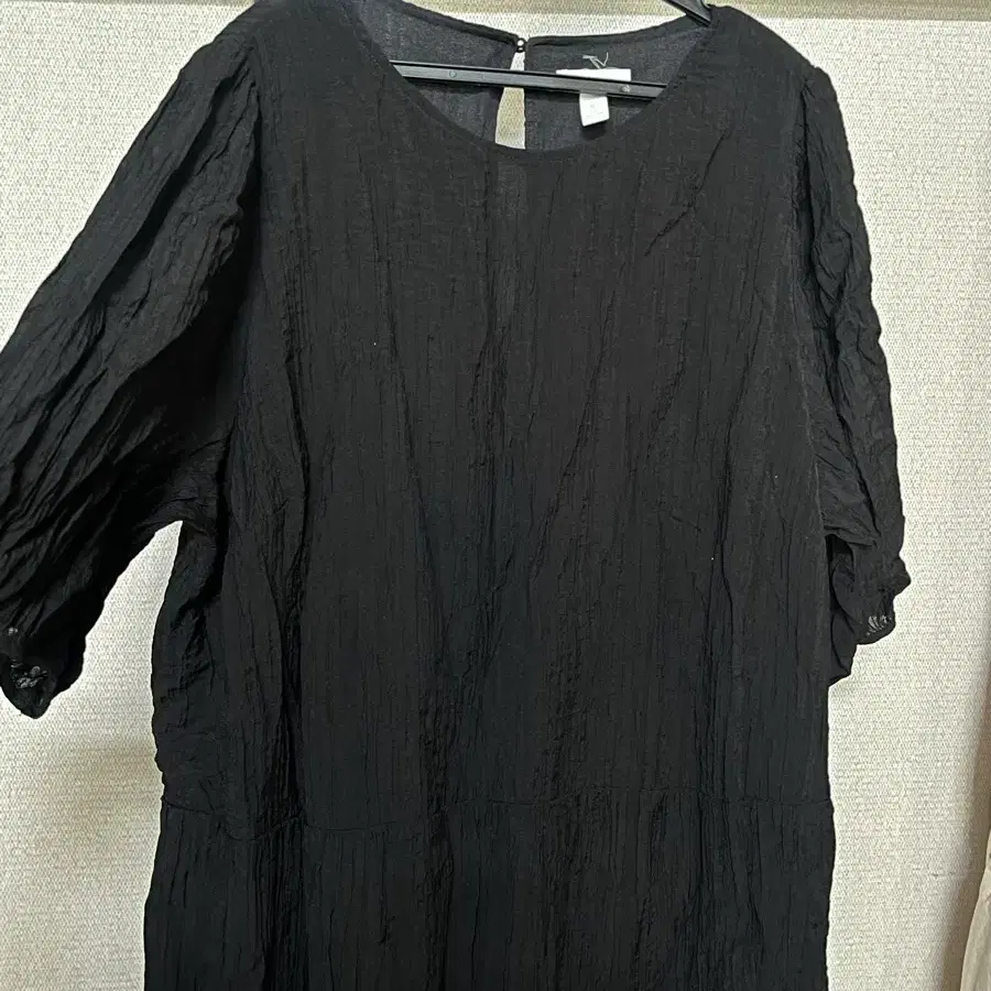 H&M 흐앤므 롱원피스 블랙 XL 바캉스룩 임부복 크링클 퍼프소매