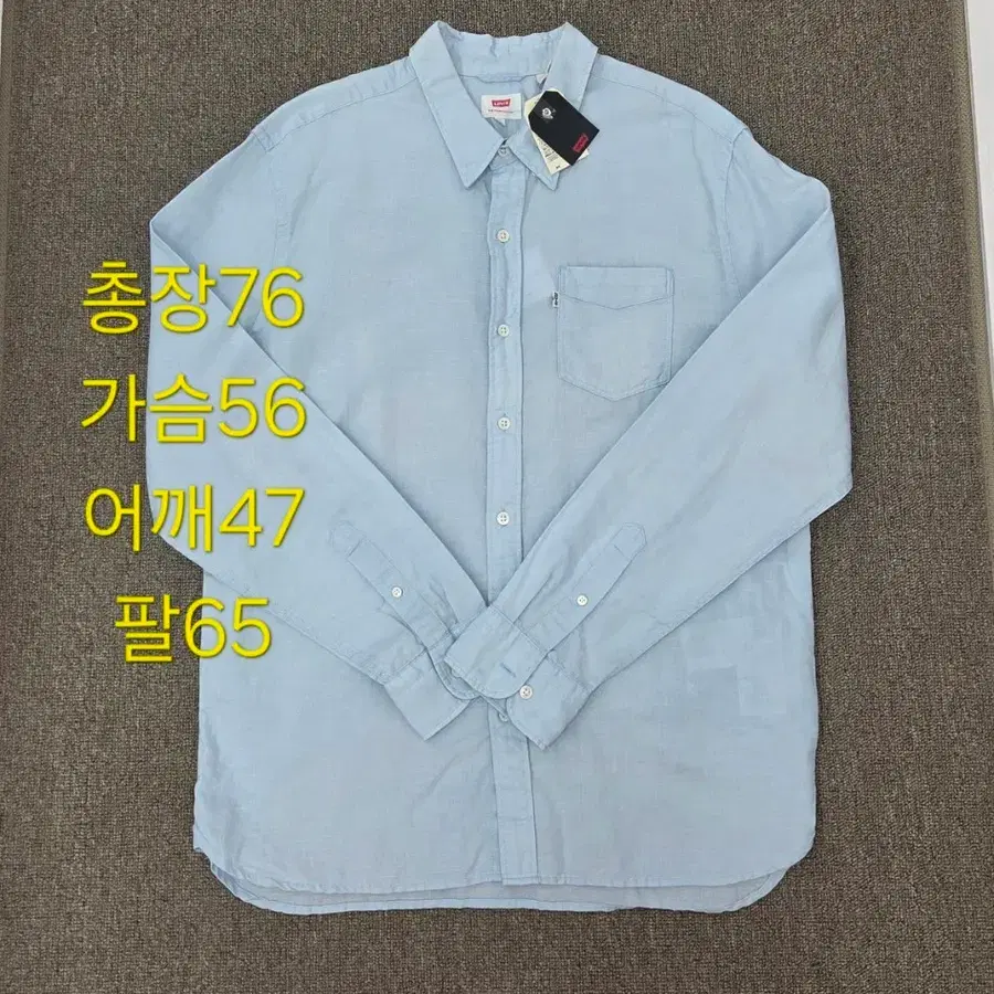 L [새상품]리바이스 린넨 혼방 라이트 블루 긴팔 셔츠