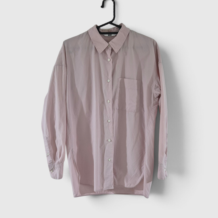 [M]유니클로 핑크 셔츠 긴팔 S/S 여성 오버핏