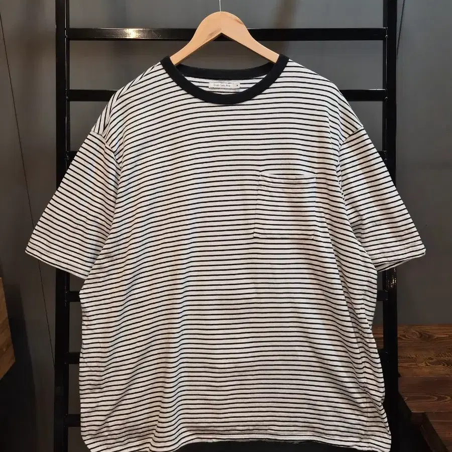 [4/XL] 스테디에브리웨어 Steady Every Wear 스트라이프 포켓 오버핏 반팔 티셔츠3.5