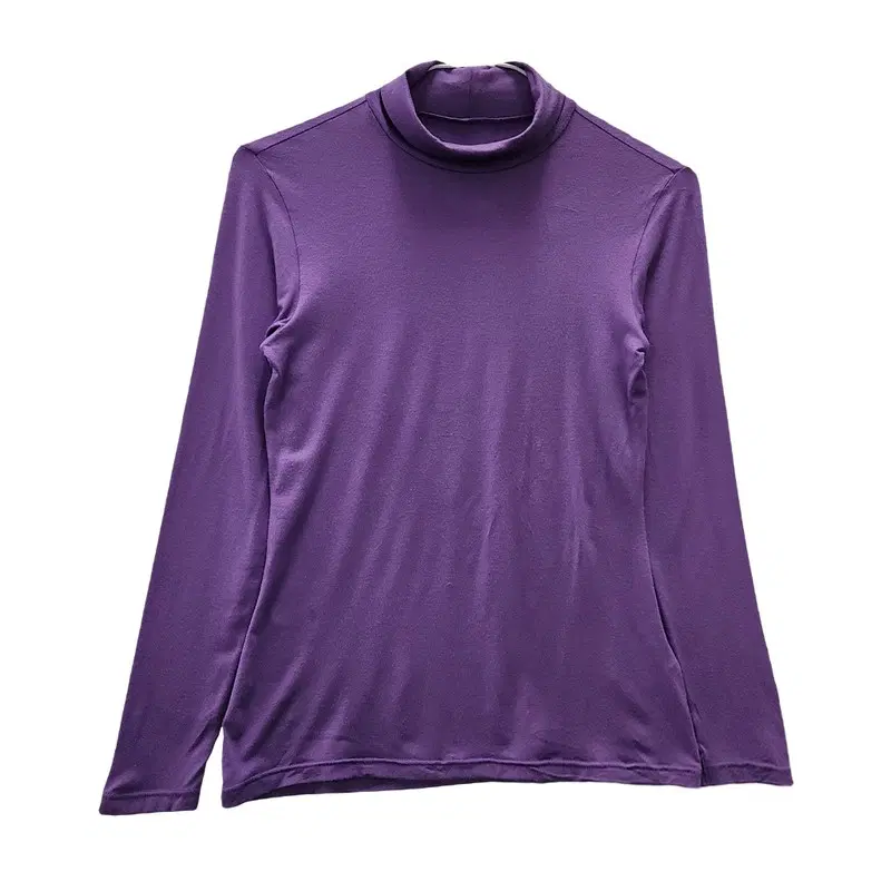 UNIQLO 유니클로 미니멀 캐주얼 퍼플 하이넥 긴팔티 M