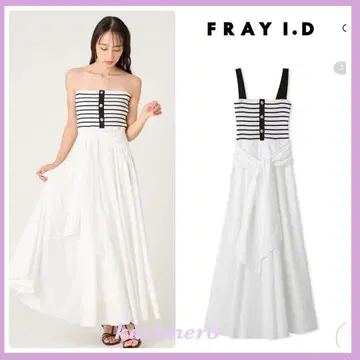 완판 택 포함 새상품 FRAY I.D 2way 타이 디자인 니트 콤비 원피스