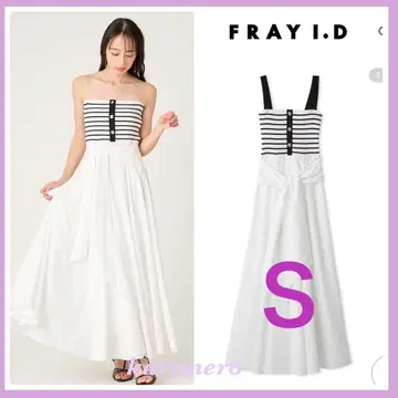 완판 택 포함 새상품 FRAY I.D 2way 타이 디자인 니트 콤비 원피스