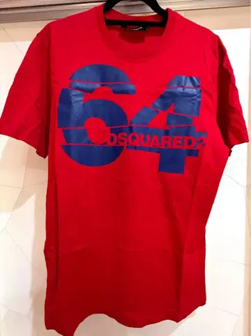 [새상품] DSQUARED2 티셔츠 레드 64 프린트 [M]