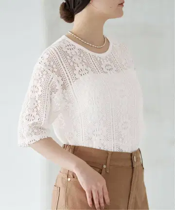 IENA 러셀 레이스 하프 슬리브 풀오버