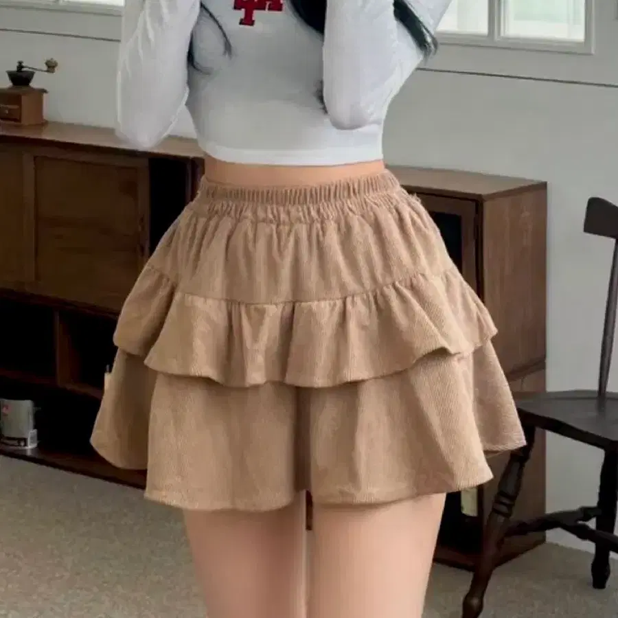 코듀로이 프릴 미니스커트