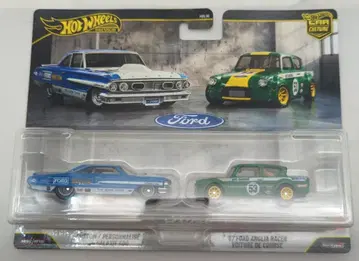 MATTEL HOTWHEELS PREMIUM 2-Pack '67 포드 앵글리아 레이서 VOITURE DE COURSE 커스텀/퍼스널라이즈 '64 갤럭시에 500 JHW50