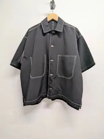 White Stitch Over Short Sleeve Shirt
