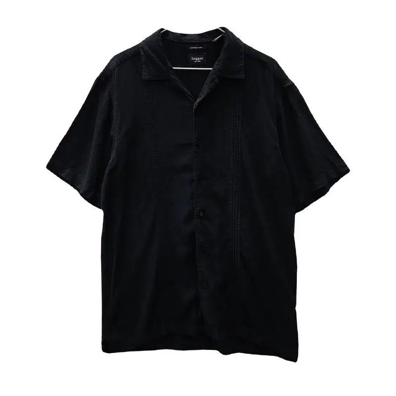 HAGGAR 90S 린넨 플리츠 블랙 셔츠 L