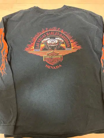 Harley-Davidson 긴팔 T셔츠 파이어 패턴