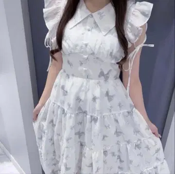 evelyn 에블린 오리지널 리본 무늬 OP 원피스 아이스 블루