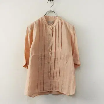 MARGARET HOWELL 린넨 밴드 카라 셔츠 칠부 소매