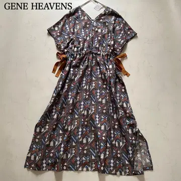 새상품 GENE HEAVENS 프리미티브 프린트 V넥 이지 원피스