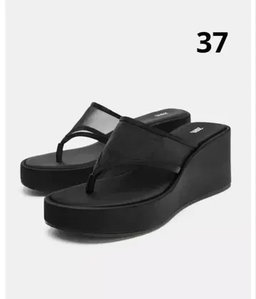 ZARA 메쉬 스트랩 웨지솔 37